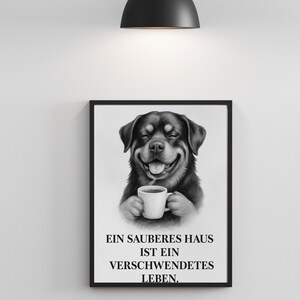 Digital dog poster with saying – wall picture instant download – gift for dog lovers black and white