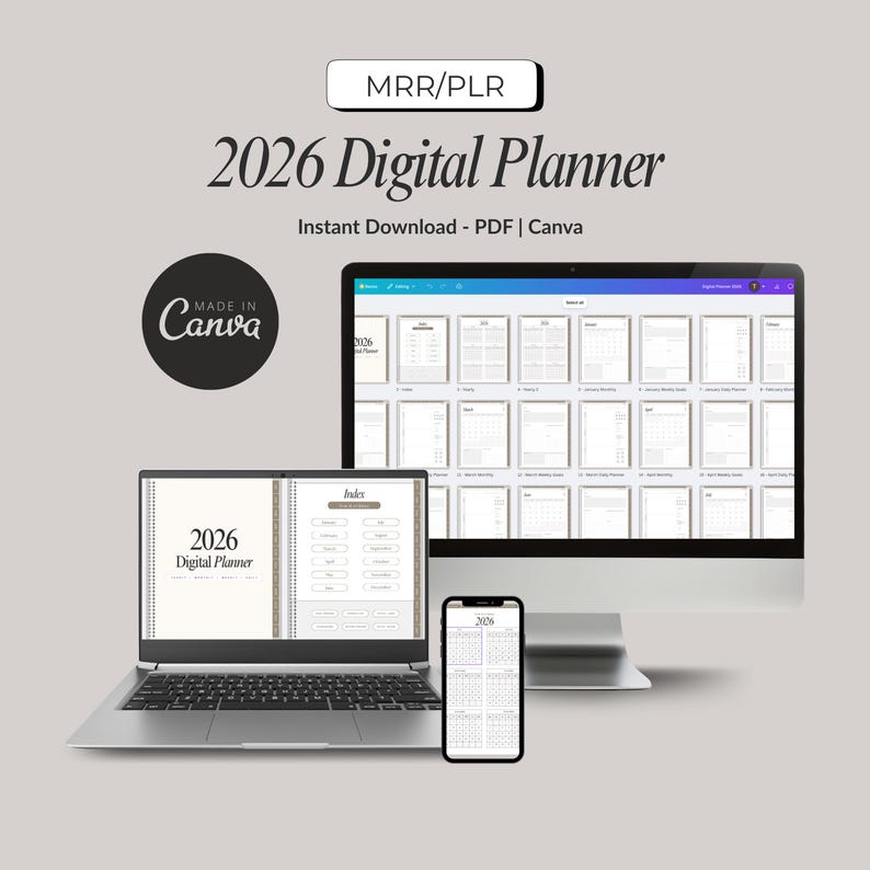 2026 Digital Planner Canva Template | Editable PDF | Daily Weekly ...