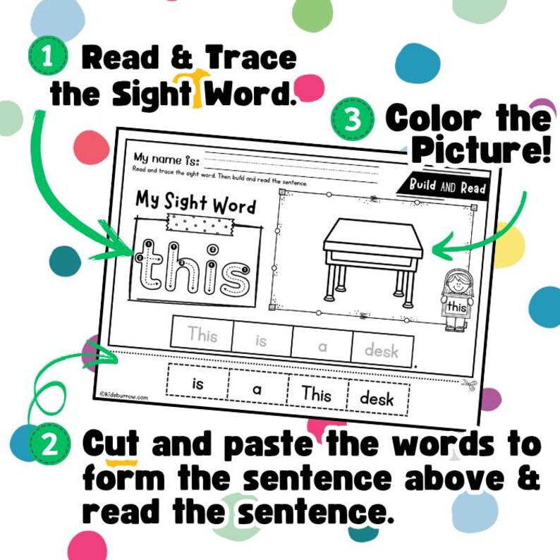 Sight Word Sentence Scramble Activity | Cut and Paste Sentence Building ...