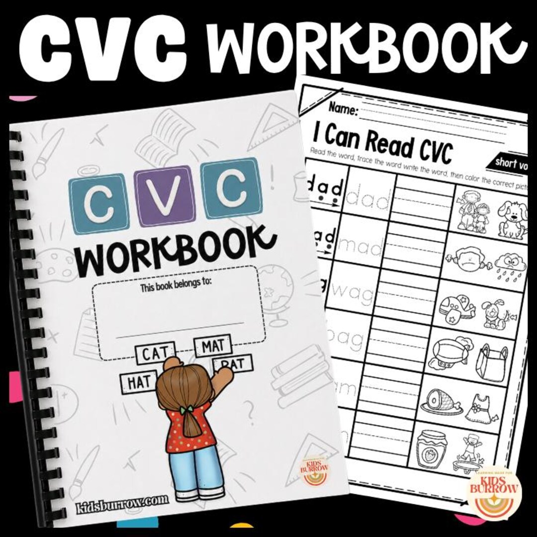 CVC Worksheets Workbook | Short Vowel Phonics Homework Printables - Etsy