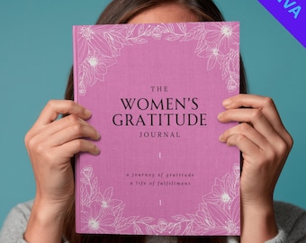 Gratitude Journal Canva Template, for Women, Pink, Editable 30 Day Daily Mindfulness Planner