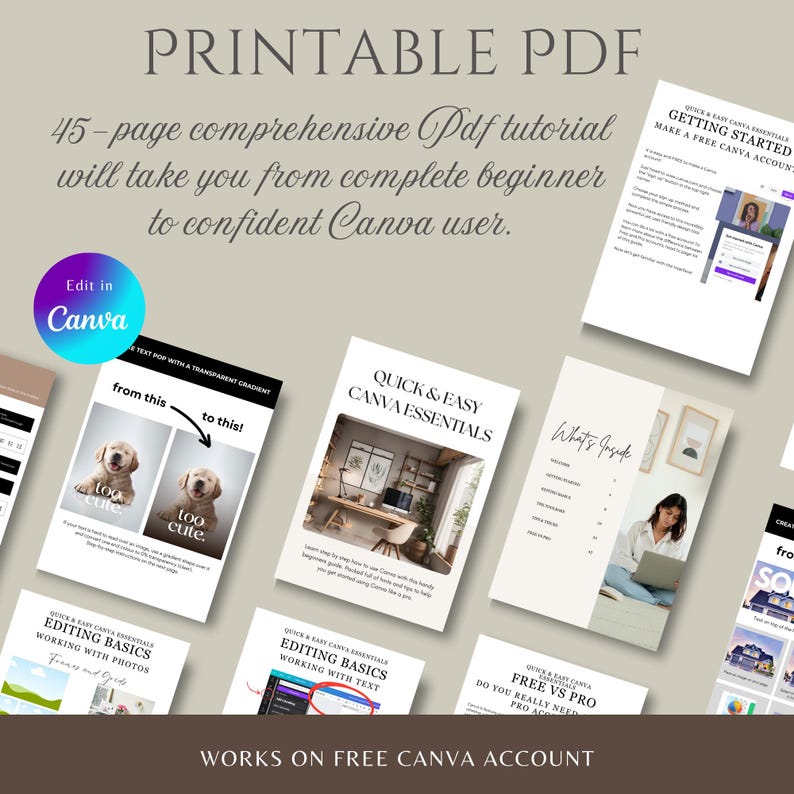 Canva Tutorial Guide PDF - Beginner to Pro Tips, Step-by-step Design ...