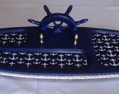 Men 39 s Valet Tray, Nautical Ship 39 s Wheel, Mid Century, Navy, Dresser Tray, Desk Organizer, Office Organizer, Caddy, Storage