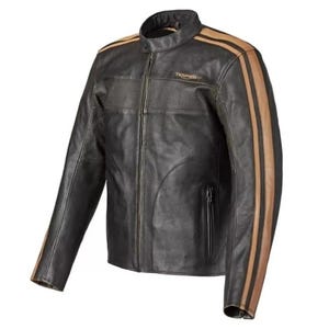 Men&#39;s Black Triumph Braden Air Motorbike Original Cowhide Real Racing Biker Leather Jacket