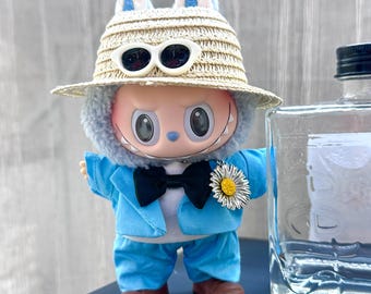 G-Dragon Inspired Daisy Suit Outfit for 17cm Labubu Doll | Handmade Y2K Style Set