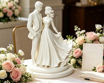 Personalized Wedding Couple Sculpture, Custom Bride & Groom Figurine, Romantic Anniversary Statue, Elegant Home Decor, Unique Wedding Gift