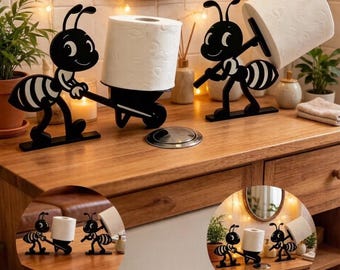 Cute Ant Carrying Paper Towel Holder, 3D Funny Toilet Roll Stand, Whimsical Bathroom Decor, Unique Kitchen Tissue Storage, Novelty Gift
