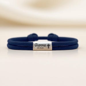 Personalized Rope Bracelet with Name | Cross Bracelet for Boy | First Communion Gift | Confirmation Jewelry for Teen