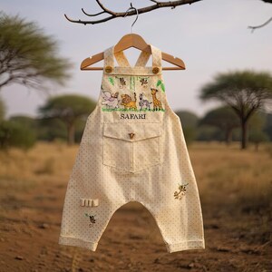 Safari Baby Overall Boy  Everyday Clothing  Gender Neutral Adventure Baby Wear Wild Photoshoot Outfit  boy First Birthday Jumpsuit Baby One