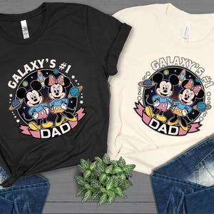 Galaxy’s Number One Dad Shirts Space Theme Cartoon Tee Funny Fathers Day Gifts Matching Family Top Outer Space Dad Shirts Hero Star Cool Tee