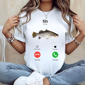 Bella Canvas  Funny Fih Calling Shirt, Fih Incoming Call Meme T-Shirt, Summer Humor Tee, Gift for Fishermen, Anglers, Ocean Lovers T-shirts.