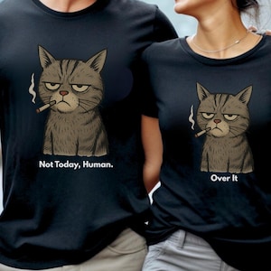 Funny Cat Shirt with Cigarette, Costum cat Tee, Cat Lover Gift, Animal Shirt, Gift For Cat Mom or Cat Dad, Sarcastic Meme Tee, Grumpy Shirts