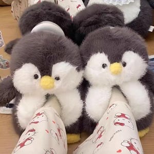 Plush Penguin Slippers: Cozy Animal House Shoes, Winter Gift
