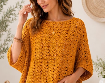 crochet blouse top Pattern PDF – Chained Block Stitch Summer Blouse (XS-5XL)