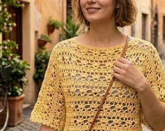 Boho Crochet Top Pattern PDF | Summer Lace Women's Top, Instant Download, Beginner Friendly Crochet Pattern, Beach Cover Up