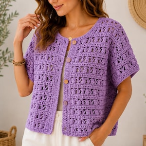 Einfache Sommer Lace häkeln Strickjacke Muster - Anfänger freundlich Pullover PDF (Instant Download)