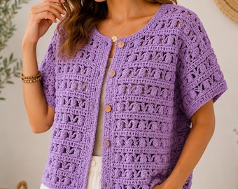 Easy Summer Lace Crochet Cardigan Pattern – Beginner Friendly Sweater PDF (Instant Download)
