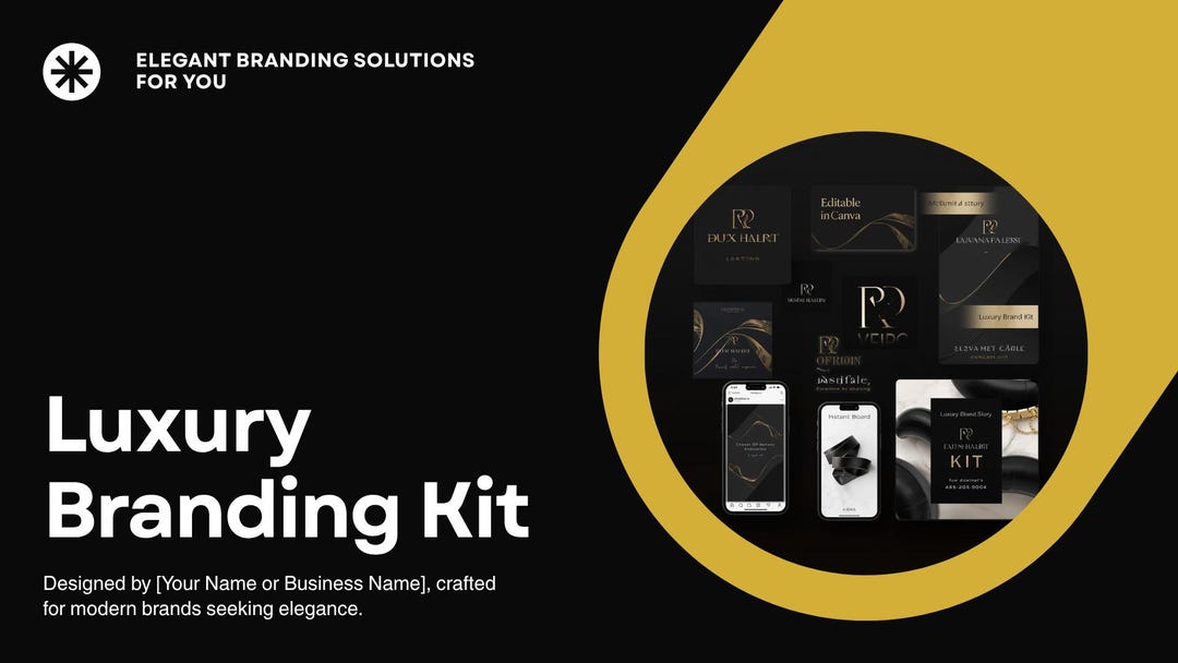 Black & Gold Luxury Branding Kit | Canva Template - Etsy Australia