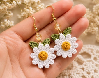 Daisy Crochet Earrings Pattern, Floral Jewelry Tutorial (PDF Download)