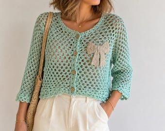 Crochet Cardigan Pattern PDF, Mesh Open Weave Cardigan Tutorial, Boho Summer Cardigan, Beginner Friendly, Sizes XS-5XL, Instant Download