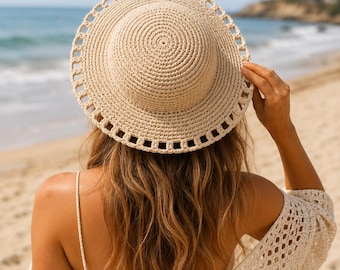 Crochet Sun Hat Pattern, Easy Boho Beach Hat Tutorial (PDF Download)