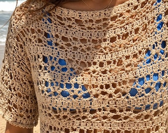 Patroon gehaakte kant crop top | Boho-strand zomerstijl (pdf-download)