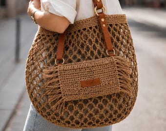 Crochet Net Market Bag Pattern PDF, Reusable Mesh Grocery Tote Bag Tutorial, Easy Beginner Farmer Bag, Digital Download