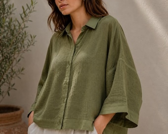 Oversized Shirt Sewing Pattern PDF | Relaxed Boho Blouse, Beginner Friendly (Digital Download)