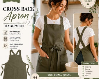 Cross Back Apron Sewing Pattern | Beginner Friendly Japanese Style Pinafore (PDF Download)