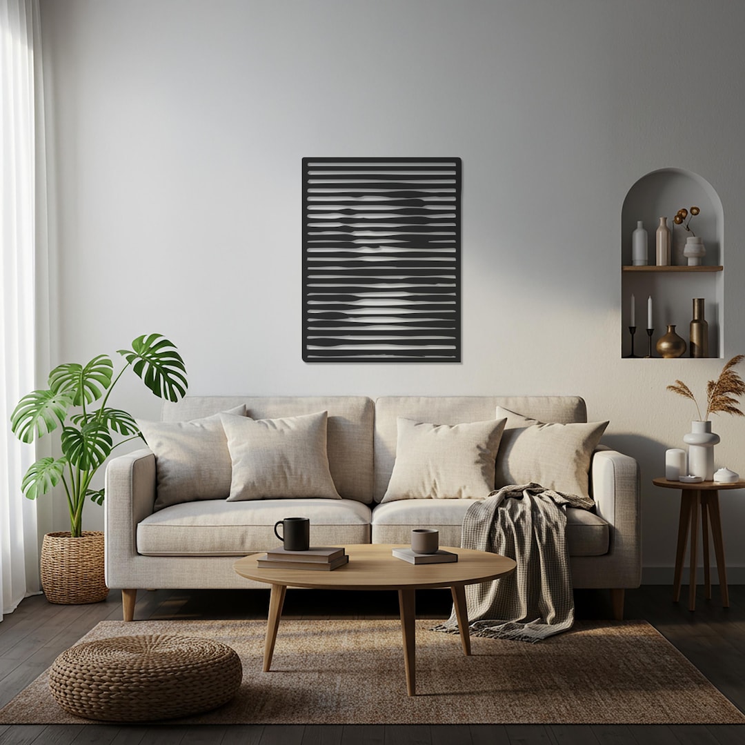 Abstract Metal Wall Art, Modern Line Metal Wall Decor, Minimalist Metal ...