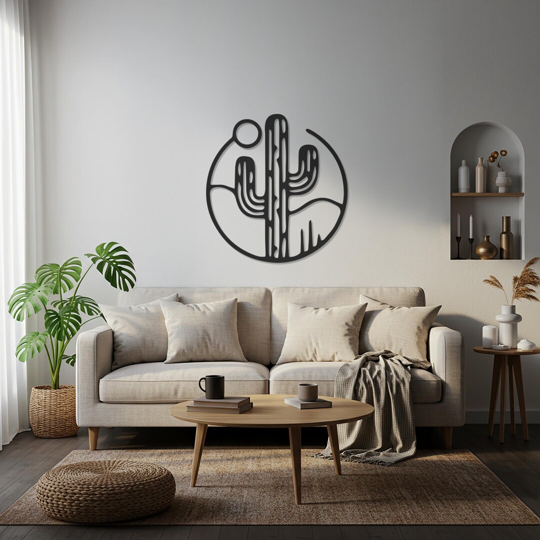 Minimal Cactus Metal Wall Art, Desert Wall Decor, Southwestern Home ...