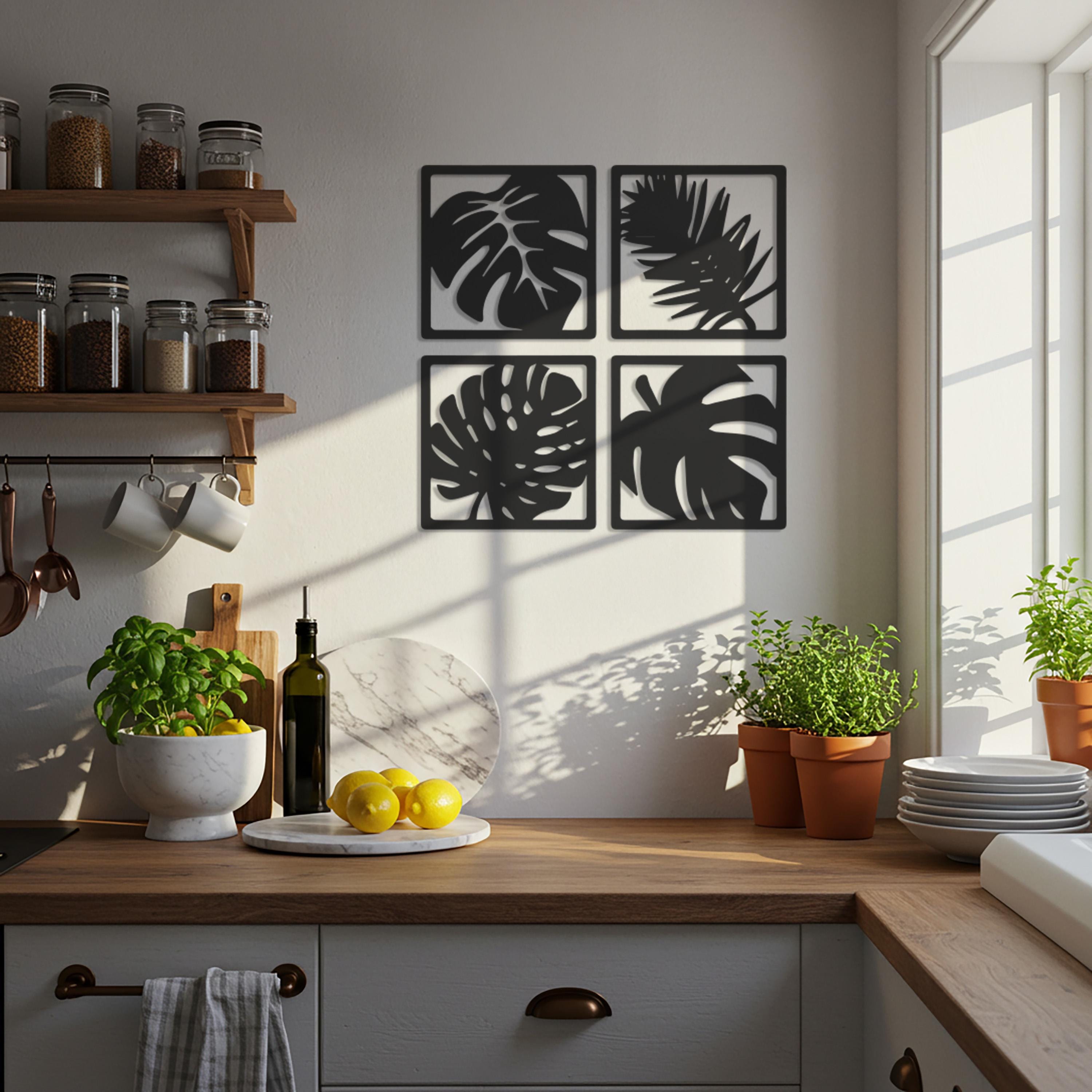 Monstera Leaf Metal Wall Art – Set of 4 Minimalist Panels - Etsy