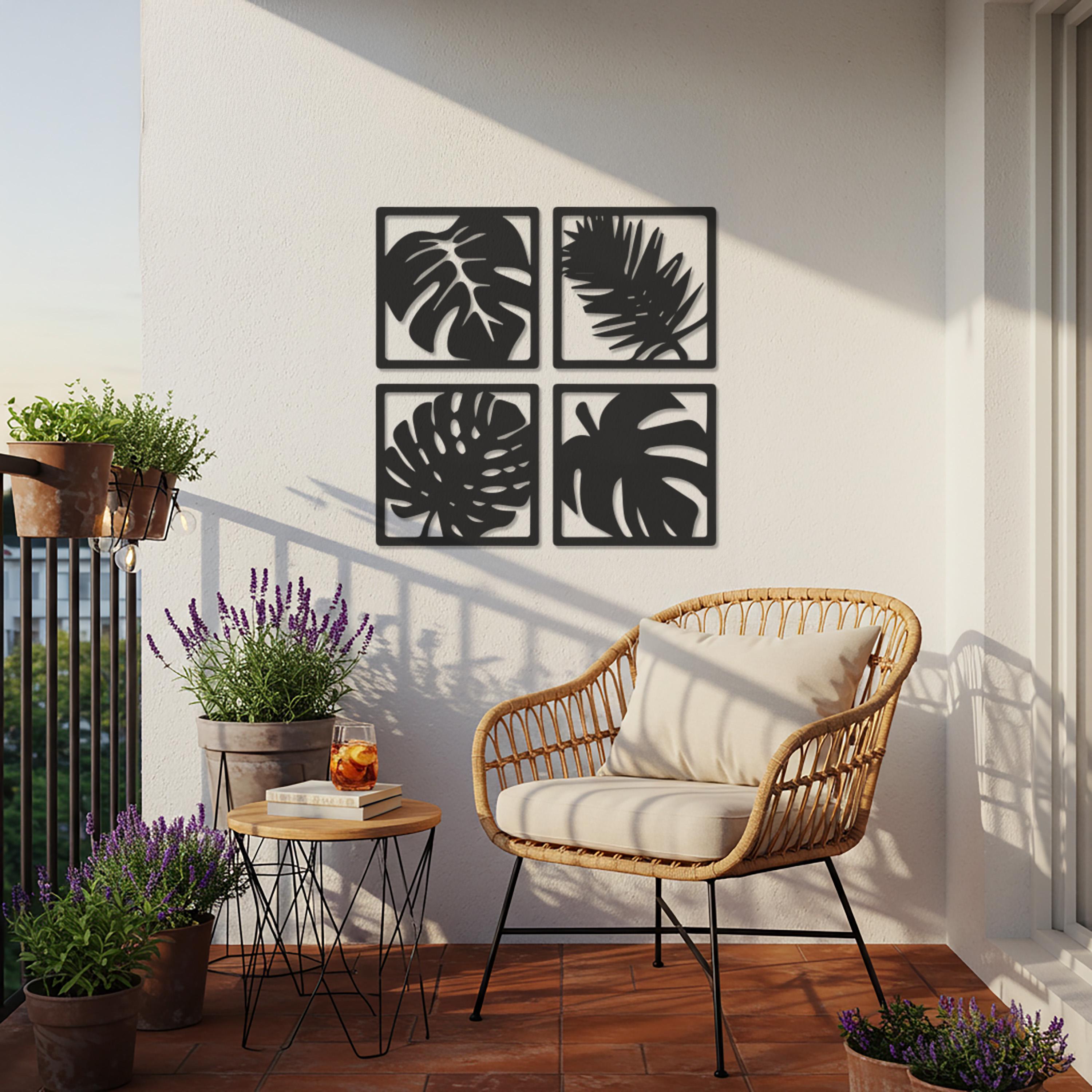 Monstera Leaf Metal Wall Art – Set of 4 Minimalist Panels - Etsy