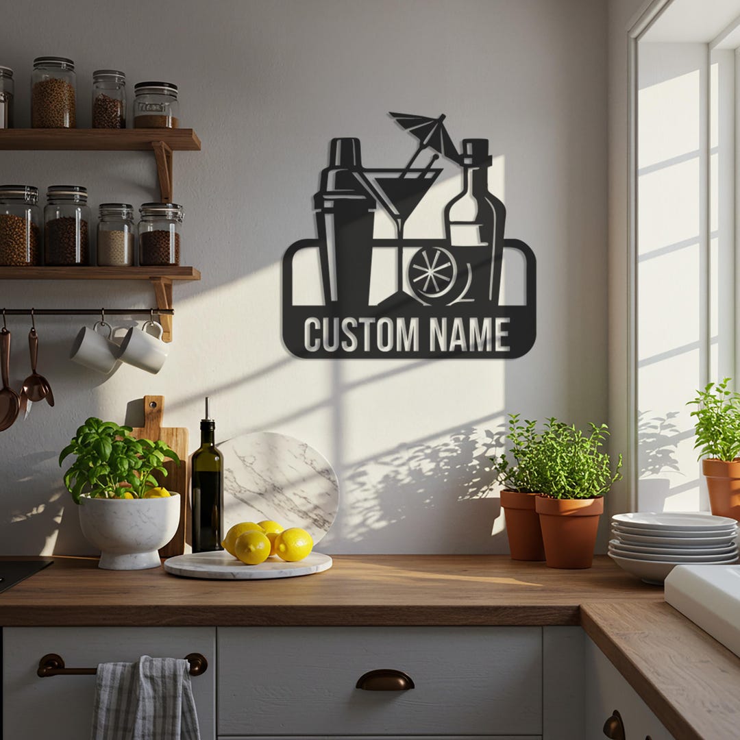 Personalized Bar Metal Wall Art, Custom Name Home Bar Sign for Man Cave ...