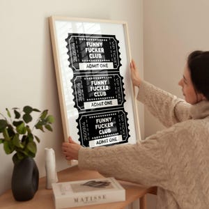 Funny Quote Poster, Funny F**ker Club Printable Ticket Poster Print, Funny Digital Download, Wall Art, Home Decor, Funny Gift, Wall Art