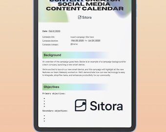 Social Media Content Calendar  Editable Canva Template + Printable PDF