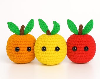 Fruit Amigurumi Crochet Pattern: Orange, Lemon & Apple Plush (PDF Download)