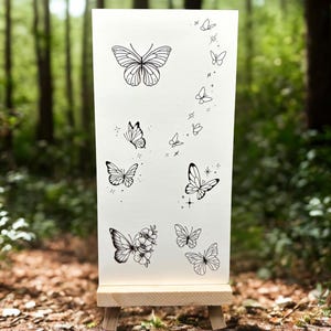Tiny Butterfly with Stars Temporary Tattoo (Set of 2) / Butterfly Wrist Tattoo / Fine Line Temporary Tattoo / Summer Festival Body Art