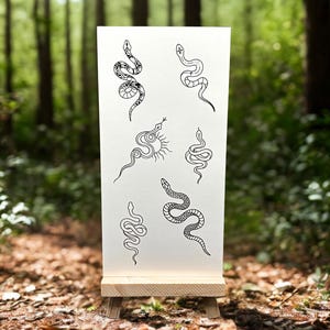 Minimalist Snake Temporary Tattoos (Set of 2) / Animal Tattoos / Boho Snake Tattoo / Temporary Body Art