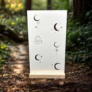 Small Moon Temporary Tattoo (Set of 2) / Crescent Moon Tattoo / Moon and Star Tattoo / Celestial Tattoo / Black Moon Tattoo