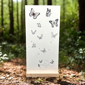 Butterfly Temporary Tattoo (Set of 2) / Minimal Butterfly Fake Tattoo / Animals Tattoo / Boho Style Tattoo
