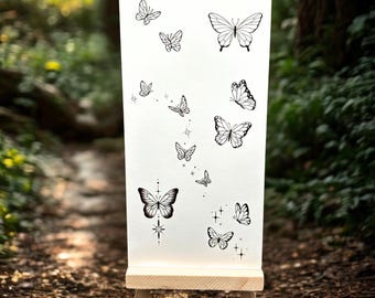 Boho Butterfly Temporary Tattoo (Set of 2) / Small Butterfly Tattoo / Minimalist Butterfly Fake Tattoo / Flying Butterfly / Simple Tattoo