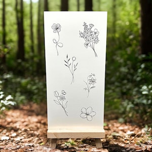 Wildflower Temporary Tattoos (Set of 2) / Spring Flower Tattoo / Minimalist Flower Tattoo
