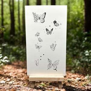 Floral Butterfly Temporary Tattoo (Set of 2) / Nature Butterfly Tattoo / Flower Wing Butterfly Tattoo / Bohemian Butterfly