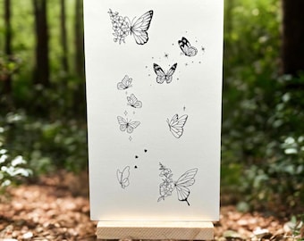 Tijdelijke bloemen vlinder tattoo (set van 2) / natuur vlindertattoo / bloemenvleugel vlindertattoo / bohovlinder