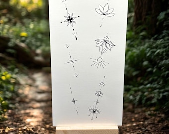 Lotus and Unalome Temporary Tattoos (Set of 2) / Lotus Flower Tattoo/ Geometric Tattoo / Third Eye Fake Tattoo / Boho Spiritual Tattoo