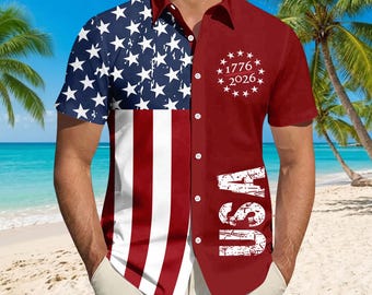 USA 250 Jahre Jubiläum Shirt, Amerikanische Flagge Button Shirt, Patriotisch 1776 2026 Shirt, 4. Juli Geschenk, Unabhängigkeitstag Top, Geschenk für Ihn