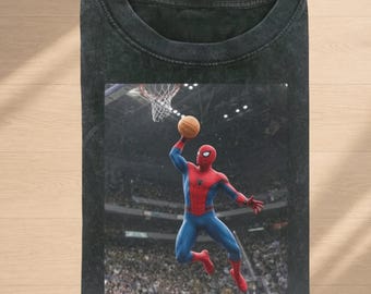Comfort Colors Spider-Man Basketball Shirt, Superhero Sports Graphic Tee, Vintage Marvel T Shirt, Vintage Spider Graphic Tee, Gift For Him