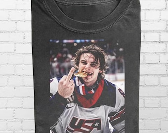 Jack Hughes Usa Gold Hockey Comfort Colors Shirt, Patriotic Hockey Fan Shirt, Hockey Graphic Tee, American Hockey Pride Gifts