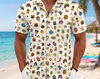 Das Muppets Knopf Shirt, lustiges Zeichentrickfigur Shirt, Retro Nostalgie Sommer Shirt, Muppets Knopf Shirt, Herren Shirt, Geschenk für Ihn
